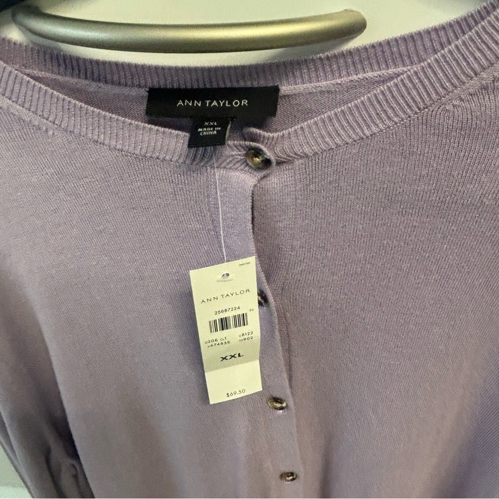 Ann Taylor Lavender Button-Up Cardigan